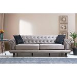 Καναπές 3θέσιος PWF-0522  ύφασμα γκρι-μαύρο 230x95x78εκ - Image 2