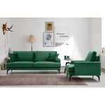 Καναπές 2θέσιος Fortune βελούδο πράσινο-μαύρο 175x90x88εκ - Image 3