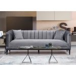 Καναπές 3θέσιος PWF-0541  βελούδο ανθρακί 255x89x79εκ - Image 2