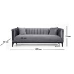 Καναπές 3θέσιος PWF-0541  βελούδο ανθρακί 255x89x79εκ - Image 4