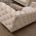 Καναπές 2θέσιος PWF-0579 τύπου Chesterfield ύφασμα εκρού 197x90x73εκ - Image 3
