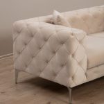 Καναπές 2θέσιος PWF-0579 τύπου Chesterfield ύφασμα εκρού 197x90x73εκ - Image 4