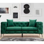 Καναπές 2θέσιος PWF-0579 τύπου Chesterfield ύφασμα πράσινο 197x90x73εκ - Image 2