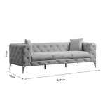 Καναπές 3θέσιος PWF-0579 τύπου Chesterfield ύφασμα εκρού 237x90x73εκ - Image 6