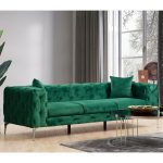 Καναπές 3θέσιος PWF-0579 τύπου Chesterfield ύφασμα πράσινο 237x90x73εκ - Image 2