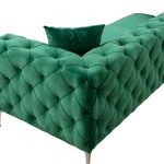 Καναπές 3θέσιος PWF-0579 τύπου Chesterfield ύφασμα πράσινο 237x90x73εκ - Image 4