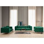 Καναπές 3θέσιος PWF-0579 τύπου Chesterfield ύφασμα πράσινο 237x90x73εκ - Image 5