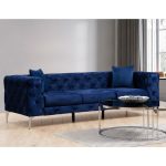 Καναπές 3θέσιος PWF-0579 τύπου Chesterfield ύφασμα μπλε 237x90x73εκ - Image 2