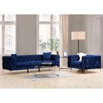 Καναπές 3θέσιος PWF-0579 τύπου Chesterfield ύφασμα μπλε 237x90x73εκ - Image 5
