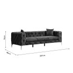 Καναπές 3θέσιος PWF-0579 τύπου Chesterfield ύφασμα κεραμιδί 237x90x73εκ - Image 3