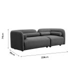 Καναπές 3θέσιος Tranquil  ύφασμα μπουκλέ γκρι 228x90x74εκ - Image 4