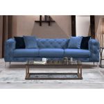 Καναπές 3θέσιος PWF-0579 τύπου Chesterfield ύφασμα ανοιχτό μπλε 237x90x73εκ - Image 2