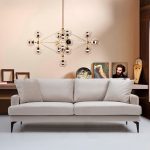 Καναπές 2θέσιος Fortune βελούδο μπεζ-μαύρο 175x90x88εκ - Image 2