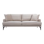 Καναπές 2θέσιος Fortune βελούδο μπεζ-μαύρο 175x90x88εκ - Image 4