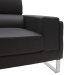 Καναπές Shea  3θέσιος pu μαύρο-inox 198x80x87εκ - Image 4