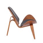Πολυθρόνα Vilma PU μαύρο- plywood καρυδί 90x73x75εκ - Image 4
