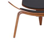 Πολυθρόνα Vilma PU μαύρο- plywood καρυδί 90x73x75εκ - Image 9