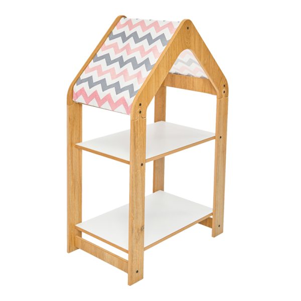 Ραφιέρα τ. Montessori Zoilen φυσικό-λευκό-ροζ mdf 50x30x80εκ