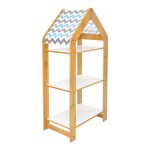Ραφιέρα τ. Montessori Zoilen I λευκό-φυσικό-μπλε mdf 50x30x100εκ