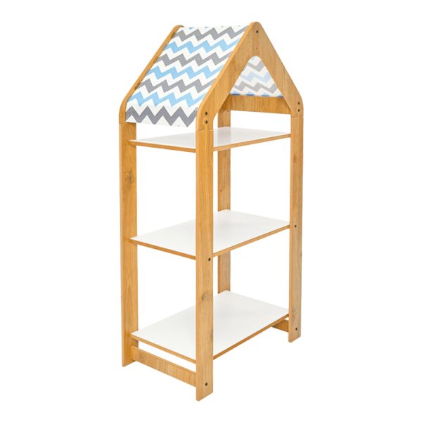Ραφιέρα τ. Montessori Zoilen I λευκό-φυσικό-μπλε mdf 50x30x100εκ