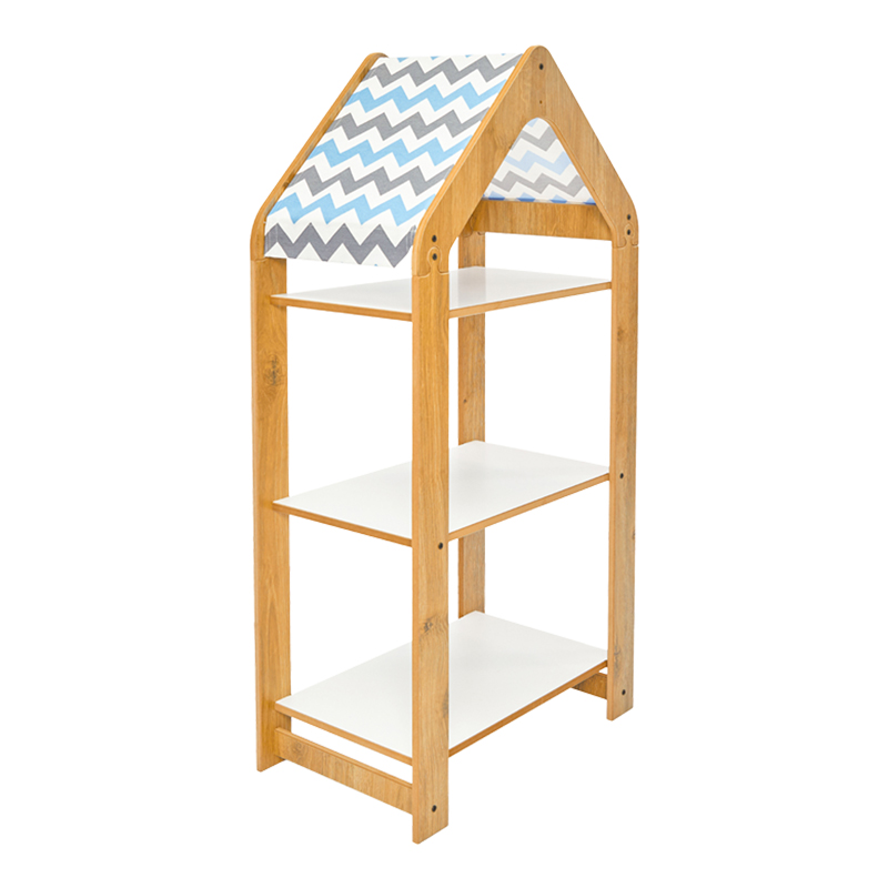 120-000430 Ραφιέρα τ. Montessori Zoilen I λευκό-φυσικό-μπλε mdf 50x30x100εκ - Image 1