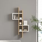 Ραφιέρα τοίχου Garel σε oak-λευκή απόχρωση 53,8x19,6x108εκ - Image 2