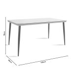 Τραπέζι Naoki  μέταλλο μαύρο-pe γκρι-γυαλί 160x90x78εκ - Image 4