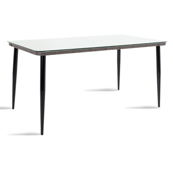 Τραπέζι Naoki  μέταλλο μαύρο-pe γκρι-γυαλί 160x90x78εκ