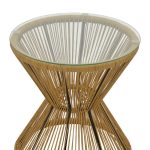 Τραπέζι Mabil  rattan φυσικό-γυαλί Φ50x55εκ - Image 3