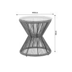 Τραπέζι Mabil  rattan φυσικό-γυαλί Φ50x55εκ - Image 5