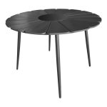 Τραπεζαρία Pinap-Dashiell σετ 5τεμ  μαύρο αλουμίνιο και plywood σε μαύρη απόχρωση Φ110x74εκ - Image 5