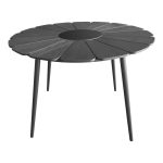 Τραπεζαρία Pinap-Dashiell σετ 5τεμ  μαύρο αλουμίνιο και plywood σε μαύρη απόχρωση Φ110x74εκ - Image 6