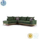 Γωνιακός καναπές δεξιά γωνία Luxury II ύφασμα κυπαρισσί-ανθρακί 290x235x95εκ