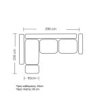 Γωνιακός καναπές δεξιά γωνία Luxury II ύφασμα elephant-ciel 290x235x95εκ - Image 4