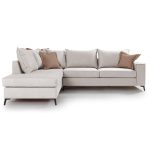 Γωνιακός καναπές δεξιά γωνία Romantic ύφασμα cream-mocha 290x235x95εκ - Image 2