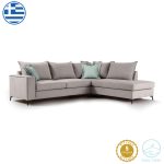 Γωνιακός καναπές αριστερή γωνία Romantic  ύφασμα elephant-ciel 290x235x95εκ