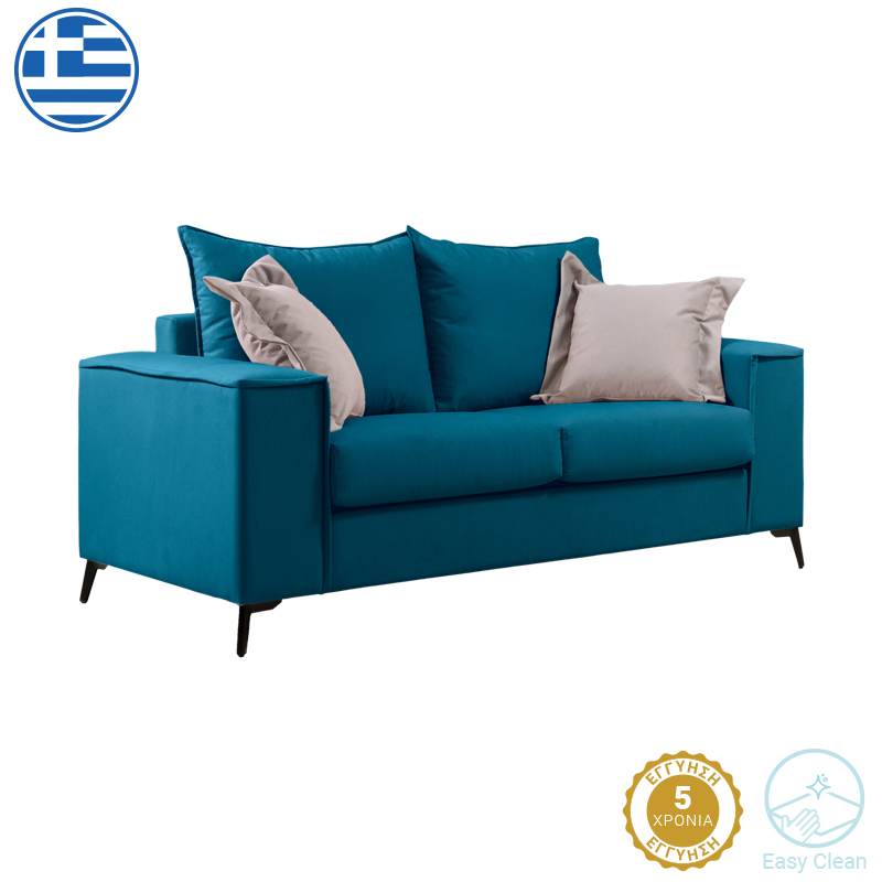 168-000085 Καναπές Verona 2θέσιος πετρόλ ύφασμα με μαξιλάρια σε μπεζ απόχρωση 173x93x100εκ - Image 1