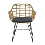 Τραπεζαρία Naoki V σετ 3τεμ rattan pe σε φυσική απόχρωση και μαύρο μέταλλο 80x80x78εκ - Image 8