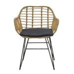 Τραπεζαρία Naoki Χ σετ 5τεμ rattan pe σε φυσική απόχρωση και μαύρο μέταλλο 160x90x78εκ - Image 8