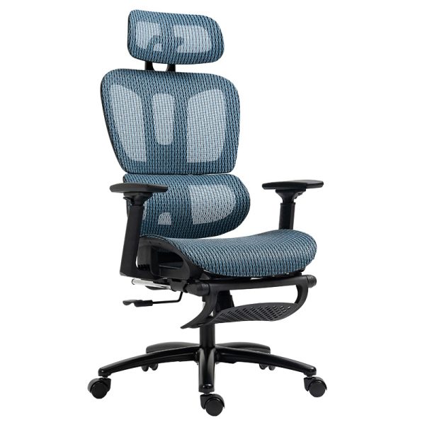 Καρέκλα γραφείου διευθυντή με υποπόδιο Verdant  Premium Quality mesh χρώμα μπλε