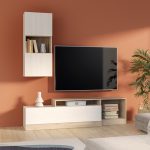 Σύνθετο σαλονιού Halmi λευκό-oak μελαμίνης 180x39x190εκ - Image 2