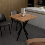 Τραπέζι Prestone oak μελαμίνης-μαύρο μέταλλο 70x70x75εκ - Image 2