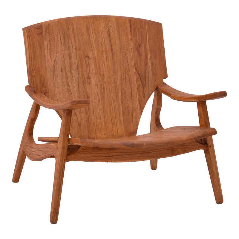 335-000001 Πολυθρόνα Brazin φυσικό teak ξύλο 67x76x78.5εκ - Image 1