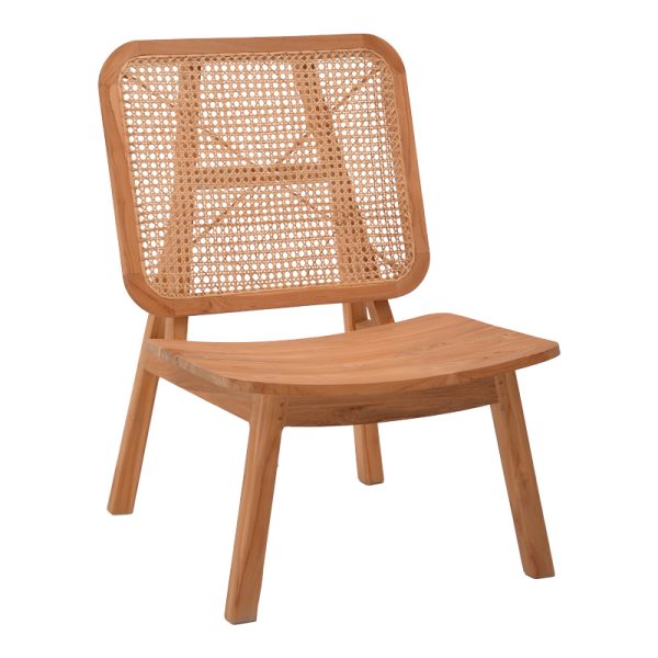 Πολυθρόνα Viborg  φυσικό teak ξύλο-φυσικό rattan 60x75x87εκ