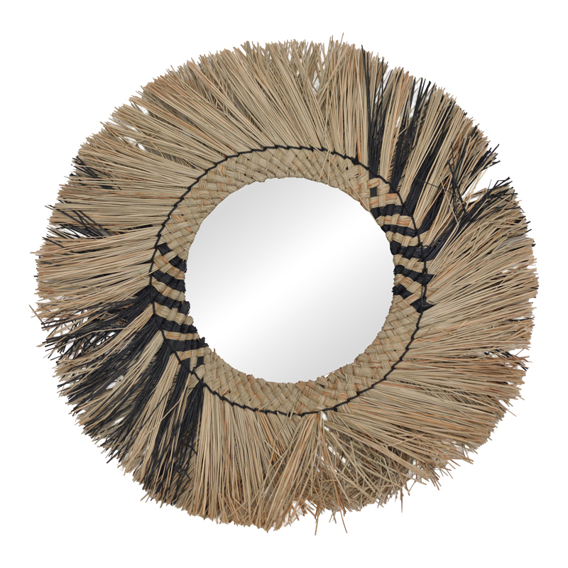 337-000041 Καθρέπτης Cielro Inart mendong σε φυσική απόχρωση Φ42x6εκ - Image 1