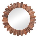 Καθρέπτης Rounder teak ξύλο σε φυσική απόχρωση Φ100x5εκ