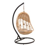 Κούνια Labreone rattan φυσική απόχρωση -μαύρο μέταλλο-μπεζ μαξιλάρι 82x82x200εκ
