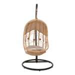 Κούνια Labreone rattan φυσική απόχρωση -μαύρο μέταλλο-μπεζ μαξιλάρι 82x82x200εκ - Image 3