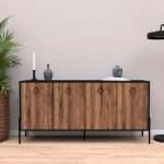 Μπουφές Twely  μελαμίνης καρυδί-μαύρο 160x40,5x79εκ - Image 3