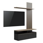 Σύνθετο σαλονιού Perlento  σε μαύρο με sonoma απόχρωση 140x41x219.5εκ